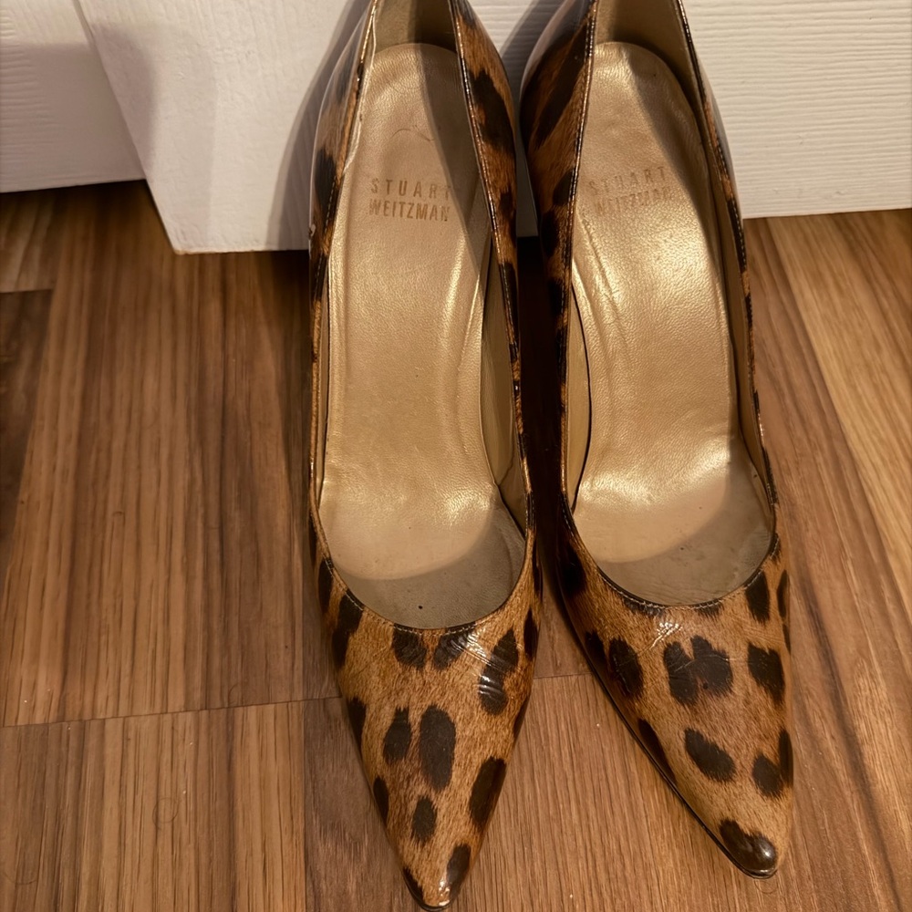 Stuart Weitzman Leopard-Print Pointed-Toe Pumps - Tan/Black